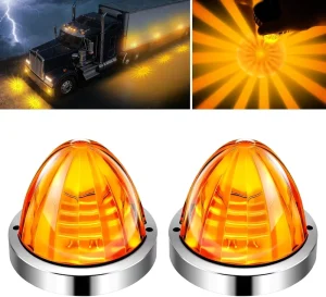 LED Watermelon Light Flash Strobe Amber Lens Turn Signal Lamp Tail Roof Side Marker Clearance Light Truck Trailer RV Heavy Duty