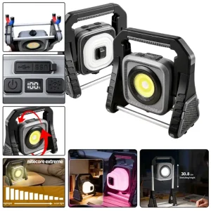 LED Work Light Telescopic Steppless Dimming with Handle RGB Portable Spotlight with Magnet for Car Repairing Workshop