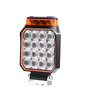 LED Work Light with Amber Strobe 12V 24V White Driving Fog Lamp Dual Color Emergency Warning Light for Tractor Truck Offroad