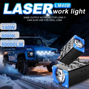 LM40B 140W Middle Net Light LED Headlight White Color Auxiliary LED Projector Lens Front Grille Light