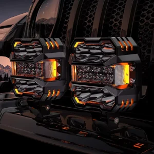 LOYO 4.5 Inch Dual Color White Yellow With DRL LED Driving Light Bars 4×4 Laser Off Road Work Light for Car