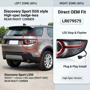 LR079575 Right Outer LED Tail Light for Land Rover Discovery Sport L550 OEM Replacement Parts