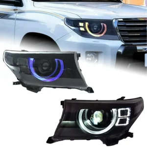 Land Cruiser Headlights LC200 DRL LED Modified Headlamp Assembly Upgrade to Defender Style Front Head Lamp for Toyota
