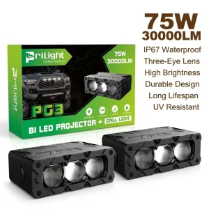 Laser Car Grille Lights 3 Lens 75W 30000LM LED Grille Light Bi Led Projector Lens Car Grill Lights