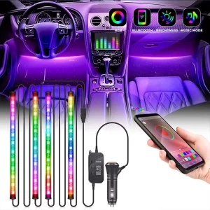 Led Car Atmosphere Light with Wireless Blue Tooth Music APP Control Car Ambient Light bar Auto Interior Light