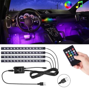 Led Car Foot Ambient Light With USB Cigarette Lighter Backlight Music Control App RGB Auto Interior Decorative Atmosphere Lights