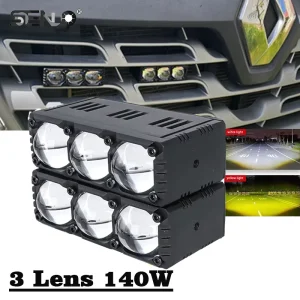 Led Headlight Bumper Fog Lamps Projector 3 Lens Work Lights Mini Auxiliary Driving Light for Car Motorcycle Bar Spotlights