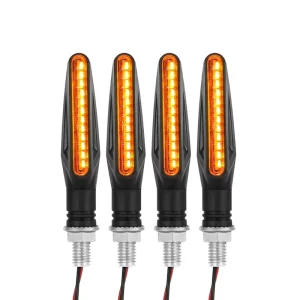 Led Linear Motorcycle Turn Signal Light Waterproof 12SMD Tail Flasher Sequential Running Indicator Lights Auto Accessories