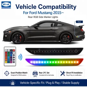 Led Rear Bumper Reflector Light for Ford Mustang RGB Back Tail Side Lights