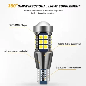 Led T15 Taillights 921 Led Bulb Reverse Light Switch T15 W16w Dc 6v 12v 27smd 3030 Chips Car Back up Replace Bulb