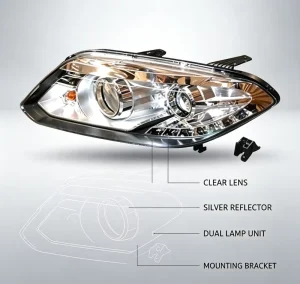 Left Front Halogen Headlight Assembly for Chery OE T21-4421010 Auto Replacement Parts Fit T21