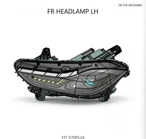 Left Front Headlight Assembly Ref No. F18-4421010BA Precise Mounting Auto Replacement Parts Fit For X70PLUS