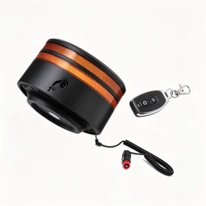 Long Range Amber LED Rotating Warning Light with 3 Flash Modes 25W 12-24V Magnetic Mount for Off-Road SUVs Equipment