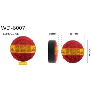 Lorry Truck Car Van 12V 24V Rear Round LED Hamburger Tail Light Brake Stop Turn Signal Lamp