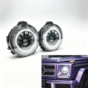 M-Style Round LED Front Headlight Black Housing for G-Class W463 G500 G63 G350 G550 Car Modified Head Lamp Assembly