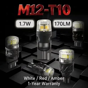 M12 1.7W 60V Canbus T10 W5W LED Bulb 2835 White Amber Width Light License Plate Interior Reading Light for Car Truck