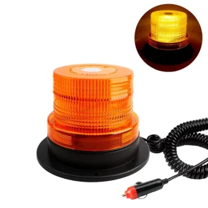 Magnetic Roof Mount LED Strobe Beacon Light 12-24V Flashing Warning Light for Forklift School Bus Utility Vehicle