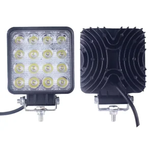 Manufacture Vehicle Light Car Truck Trailer Tractor Forklift Boat LED Work Light Square Waterproof 55mm 16LED 48W 4×4 4.3 Inch