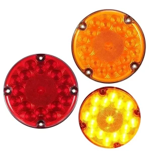 Manufacturer 7 Inch Round Amber Red School Bus LED Rear Signal Lamp Turn Stop Brake Tail Light for Transit Vehicles