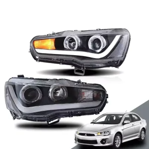 Manufacturer Factory Dual Beam Headlight Animation DRL Car Head Light Front Lamp for Mitsubishi Lancer-ex