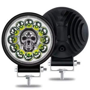Manufacturer Supplied 12LED RGB Flashing Skull Work Light Auxiliary Spotlight for 12V 24V 4 Inch Off Road Auto Exterior