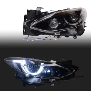 Mazda 3 Headlights LED Assembly for Axela BM Bi-LED Sequential Turn DRL Startup Light Show Plug-n-Play Replacement
