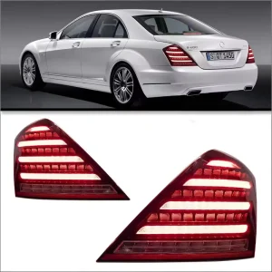 Mercedes Benz S Class W221 Rear Lights Modified Diamond Maybach Style LED Running Sequential Turn Signals OE