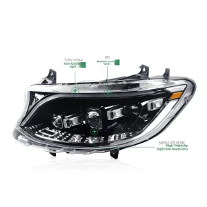 Mercedes-Benz Sprinter Headlight Assemblies LED Daytime Running Lights Flowing Turn Signal Projector Lens 45W 12V