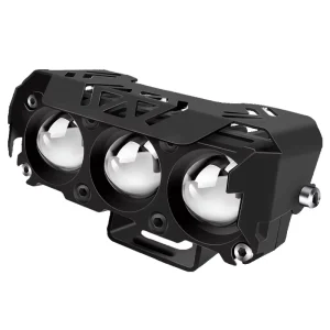 Mini Aluminum Alloy Driving Work Light Three Eye Lens Motorcycle Spotlights LED Headlight Fog Lamp Bulb White Yellow High Low