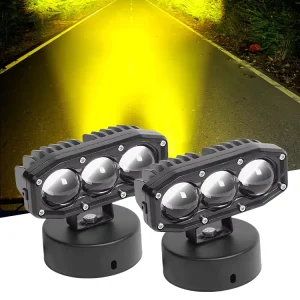 Mini Driving Light White Yellow LED Fog Lights Auxiliary Light for Car Accessories 3 Lens Motorcycle Spotlight