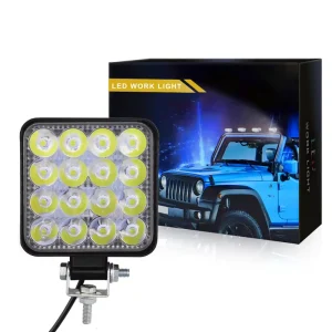 Mini Square 16 LED Work Light 48W Car Auxiliary Engineering Lights for Off Road SUV Boat 4X4 Auto Exterior Lighting