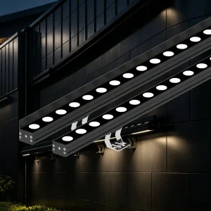 Minimalist Linear IP67 Waterproof High Brightness Ra80 Aluminum Exterior Wall Lamp Frame Adjustable Bracket Garden Wall Washer