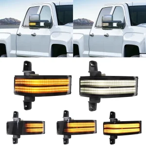 Mirror Dynamic Turn signal Lights for Silverado GMC Sierra 1500 2500HD 3500HD Switchback White DRL Indicator Blinker Lamps