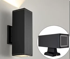 Modern Black Wall Sconce 60W E26 IP65 Waterproof Aluminum up Down Outdoor Light for Porch Facade Garden Lighting