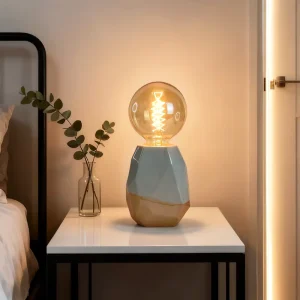 Modern Ceramic Desk Lamp Simple Design E14 Bulb Base LED Energy Saving Night Light Bulbs