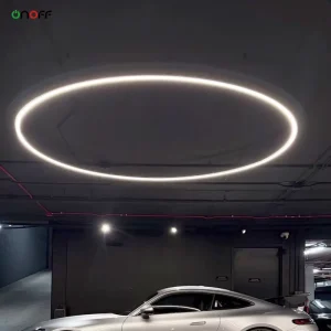 Modern Interior Ceiling Light 3m 4m Large Ring Chandelier Aluminum Led Fixture for Car Dealer