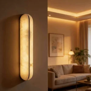Modern Interior Vertical Iron Marble LED Wall Sconce Light for Home Office Hotel Villa
