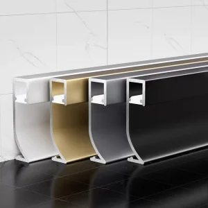 Modern LED Aluminum Skirting Board Baseboard Water Resistant Durable Downward Lighting Interior Wall Trim for Home Office Hotel