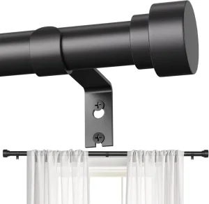 Modern Metal Curtain Rods 48-84inch and Light blocking Curtain Rod with Adjustable Brackets for Living Room Home Usage