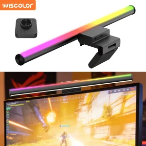 Modern USB Surface Mounted Aluminum Gaming Smart LED Monitor Light Bar with High CRI 95 WiFi App Control & Remote Black