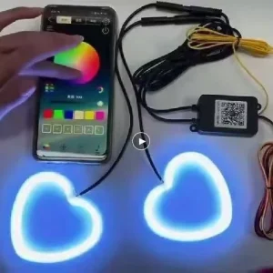Modified Heart Shaped LED Angel Eye Ring App Controlled RGB Daytime Running Light Yellow & White