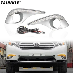 Modified LED Daytime Running Lights Dedicated Flow Turn signal Lights Driving Decorative Lights for Toyota Highlander 12 14