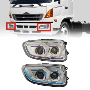 Modified LED Headlight Lampturn Signal 12v 24v Customizable Blue Purple Black ABS Plastic For Hino Mega 500 700
