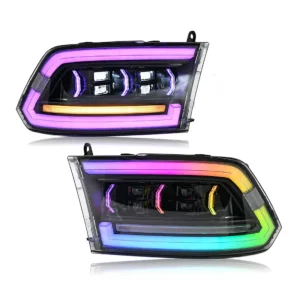 Modified RGB LED Headlights for 1500 2500 Colored Headlamp for Dodge Ram