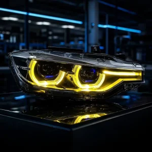 Modified Spoon LED Headlamp with Lens for BMW 3 Series F30 F35 12V 25W Dual Color White Amber DRL Headlight Assembly