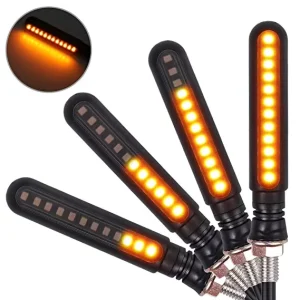 Motorcycle 12 LED Turn Signal Indicator DRL Tail Light Sequential Flowing Yellow Turn Signal Lamps Universal Motors