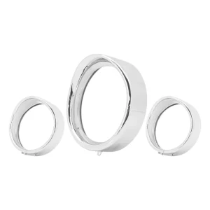 Motorcycle 7” Headlight Visor Bezel Cover + 4.5” Fog Light Trim Ring Black Chrome for Harley Softail FL Models Fat Boy