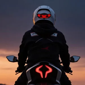 Motorcycle Bicycle Helmets with LED Devil’s Eye Warning Lights Decorative Ambient Lights for Night Riding 12V