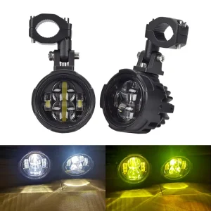 Motorcycle Fog Lights LED Auxiliary Driving Lamp Moto Headlight Spotlights Dual Color White Light Motorcycle LED Lights