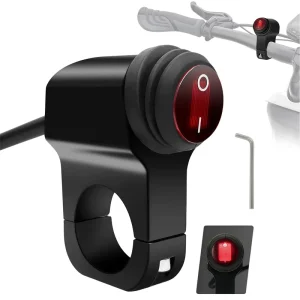 Motorcycle Handlebar Switch 12V with Aluminum Alloy Holder, Ride-on Accessories ATV Light Bar Rocker Switch for 7/8″ Handlebar